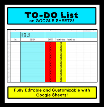 Preview of To-Do List and Checklist for Organization - Editable with Google Sheets! 