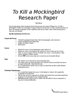 to kill a mockingbird research paper
