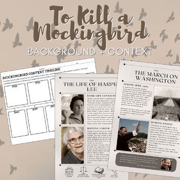 Preview of To Kill a Mockingbird Pre-Reading: Presentation + Timeline Gallery Walk