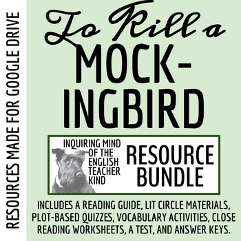 Preview of To Kill a Mockingbird Quiz, Close Reading, Vocabulary Games, and Test (Google)