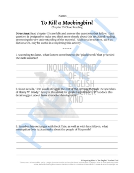 💌 To kill a mockingbird chapter 15 summary. To Kill a Mockingbird Part