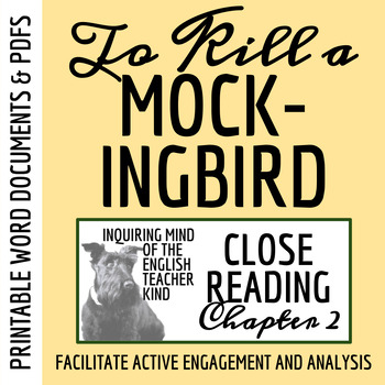 Preview of To Kill a Mockingbird Chapter 2 Close Reading Analysis Worksheet (Printable)