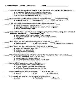 To Kill A Mockingbird Multiple Choice Quiz Worksheets Teaching Resources Tpt