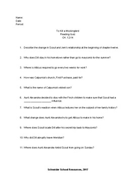 to kill a mockingbird questions and answers chapter 14