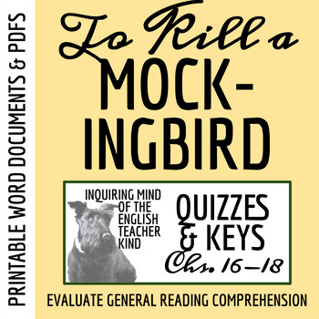 Preview of To Kill a Mockingbird Chapters 16 through 18 Quiz and Answer Key (Printable)