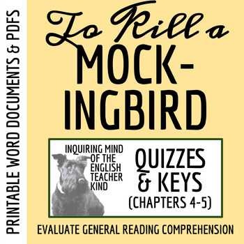 Preview of To Kill a Mockingbird Chapters 4 and 5 Quiz and Answer Key (Printable)