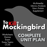 To Kill a Mockingbird Unit Plan, Harper Lee Novel Unit Study, TKaM, CCSS