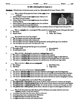 Preview of To Kill a Mockingbird Film (1962) 30-Question Multiple Choice Quiz