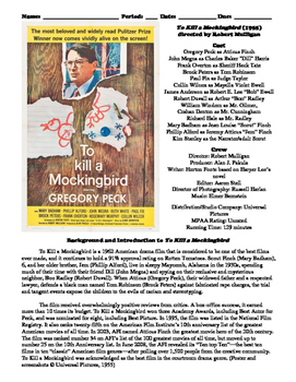 Preview of To Kill a Mockingbird Film (1962) Study Guide Movie Packet
