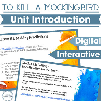 Preview of To Kill a Mockingbird Introduction Fun Activity or Learning Station