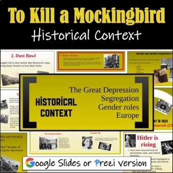 Preview of To Kill a Mockingbird Introduction (Historical Context) - Google Slides or Prezi