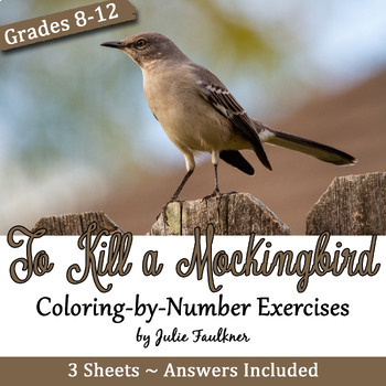 Preview of To Kill a Mockingbird Novel/Movie Coloring-by-Number Pages