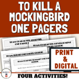 Print & Digital To Kill a Mockingbird Activities One Pager Bundle