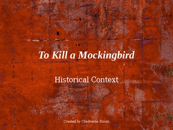 Preview of To Kill a Mockingbird Pre-Reading Historical Background  PP