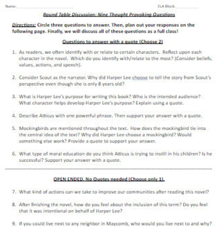 Preview of To Kill a Mockingbird: Socratic Seminar with Rubric in Google Docs