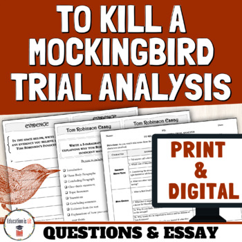 Preview of Print & Digital To Kill a Mockingbird Novel Activities Tom Robinson Trial Guide