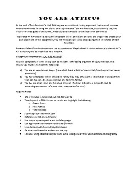 To Kill A Mockingbird Atticus Speech Worksheets Teaching Resources Tpt