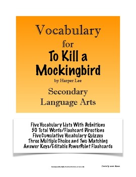 Preview of To Kill a Mockingbird - Vocabulary