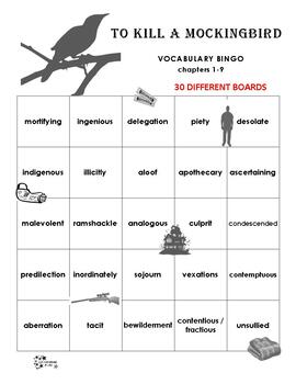 To Kill A Mockingbird Vocabulary Bingo By Learning Fun Tpt