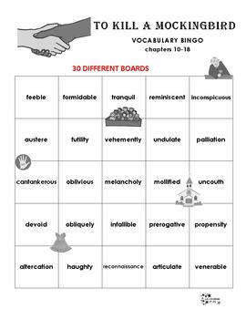 To Kill A Mockingbird Vocabulary Bingo By Learning Fun Tpt