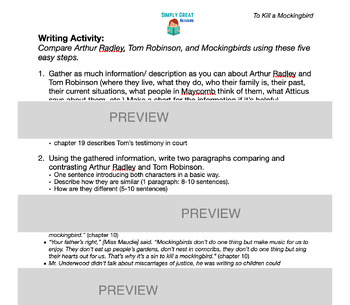Preview of To Kill a Mockingbird Writing Activity: Compare