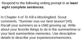 to kill a mockingbird creative writing prompts