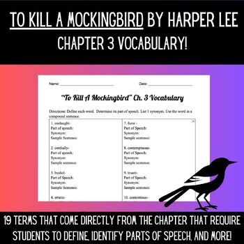 Preview of To Kill a Mockingbird by Harper Lee - Chapter 3 Vocabulary!