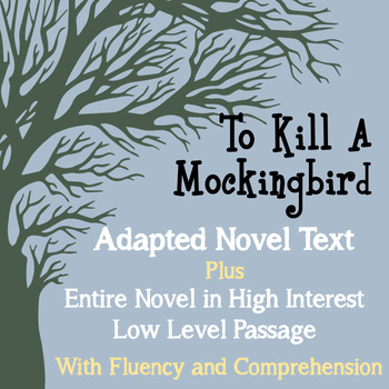 Preview of To Kill a Mockingbird in High Low Passages, Comprehension, Fluency ADAPTED NOVEL