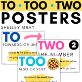 To, Too, Two Homophone Posters | includes student notebook