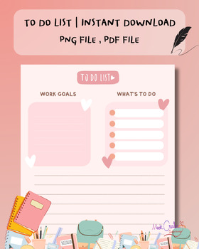 Preview of To do list pinky pastels | instant download