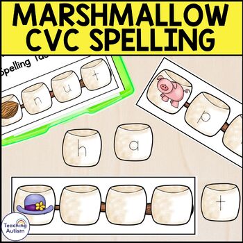 Preview of Toasting Marshmallow Spelling CVC Words Task Box | Camping Activities