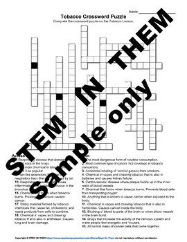 Tobacco Crossword Puzzle :Digital by STEM IN THEM TpT