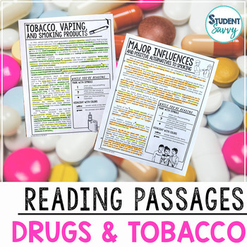 Preview of Tobacco Drugs Vaping Prevention Reading Passages | Annotations