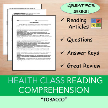 Preview of Tobacco - Health - Reading Comprehension Bundle