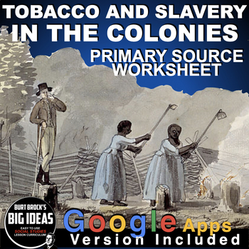 Preview of Tobacco & Slavery in the Colonies Primary Source Worksheet + Google Apps