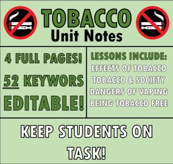 Preview of Tobacco: Unit Notes