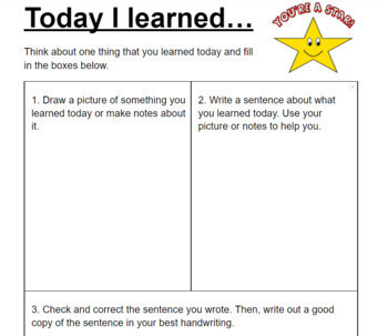 Preview of Today I learned… Editable Revision, Self-Reflection and Growth Mindset Document