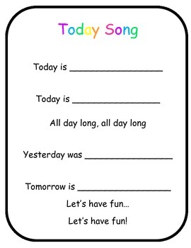 Today Song- with visuals by Autism Teacher | Teachers Pay Teachers