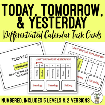 Preview of Today, Tomorrow, & Yesterday Calendar Task Cards