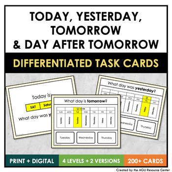 Preview of Today, Yesterday, and Tomorrow Calendar Task Cards | Digital + Printable