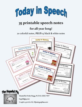 Preview of Today in Speech: 35 Printable Speech Notes
