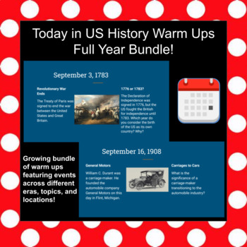 Preview of Today in US History Warm Ups - Growing Bundle For Full Year!