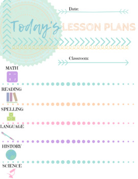 Preview of Today's Lesson Plans Printable