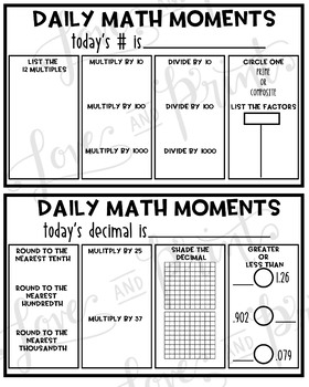 Preview of Today's Number and Today's Decimal Daily Math Warm Up