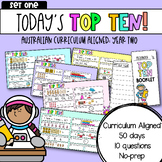 Year Two: Today's Top TEN | Set One | Math Review: Austral