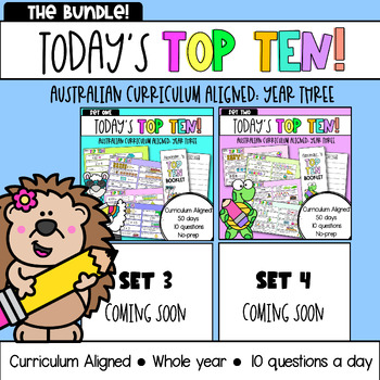 Preview of Year Three | Today's Top Ten  | Growing Bundle  | Math: Australian Curriculum V9