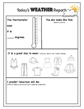 Preview of Today's Weather Report: Grade: K-3rd