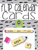 Editable Pencil Flip Calendar Cards Chart Display | back t