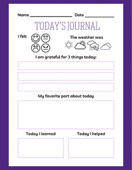 Todays Weather and Feelings Journal by The Beach House Digital Designs