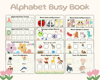 Preview of Toddler Alphabet Busy Book | Montessori Printables | Learning Binder | PreK | K